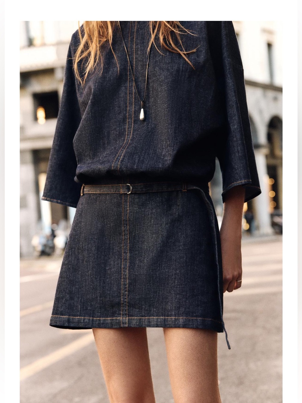 Women’s Dark Blue Denim Jeans Dress - Picture 3 of 11